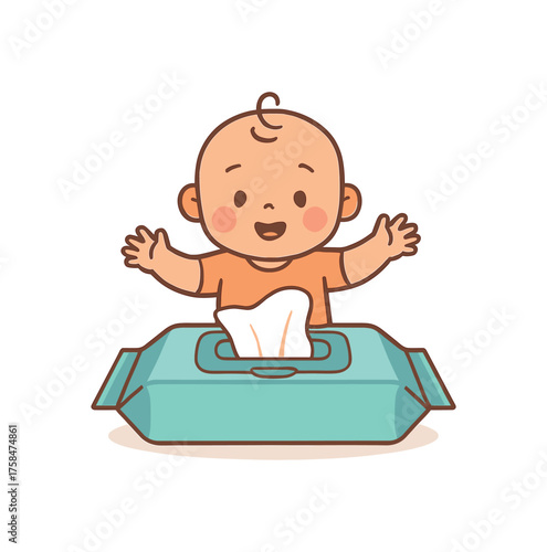 baby wipes baby flat vector illustration style isolated on white background