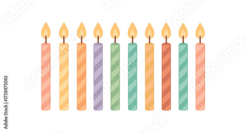 birthday candle set birthday flat vector illustration style isolated on white background
