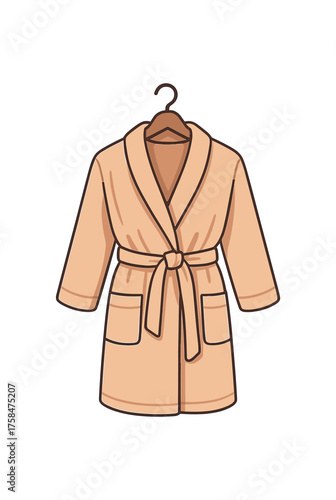 bathrobe on hanger self care flat vector illustration style isolated on white background