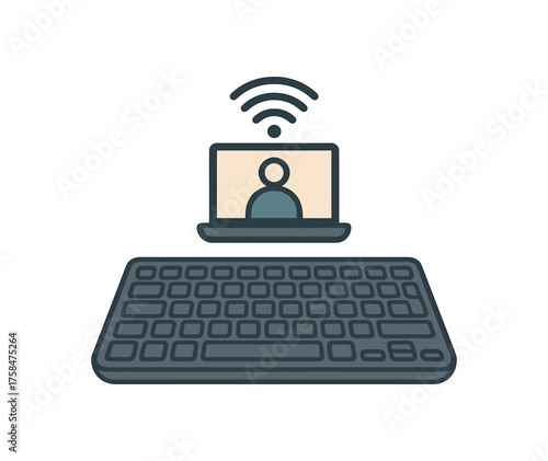 wireless keyboard remote work flat vector illustration style isolated on white background