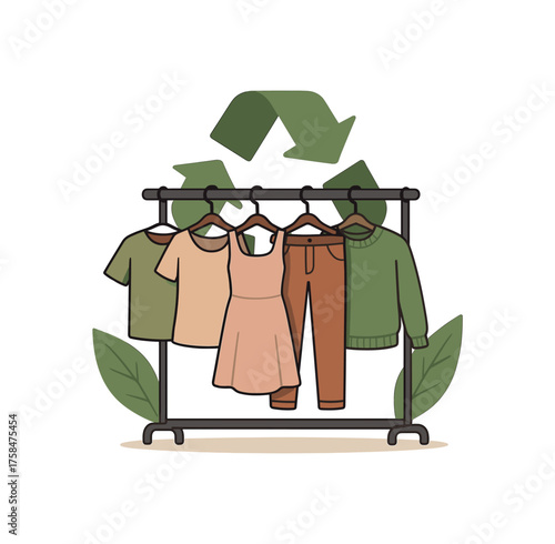 second hand clothes sustainability flat vector illustration style isolated on white background