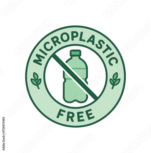 microplastic free label and badge flat vector illustration style isolated on white background