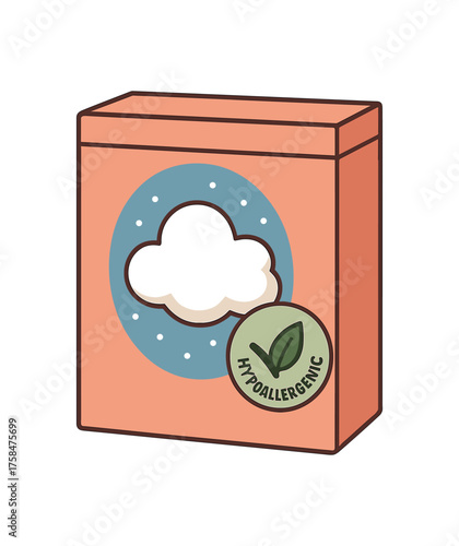 laundry powder box with hypoallergenic sign flat vector illustration style isolated on white background