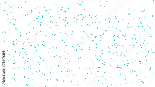 Celebratory Background with Teal Confetti Falling Against White Backdrop