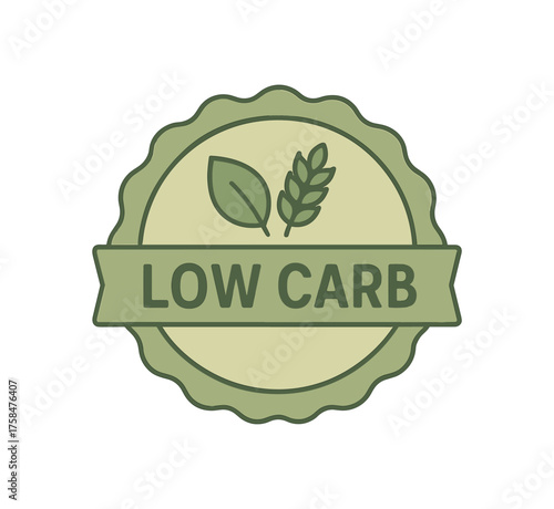 low carb label and badge flat vector illustration style isolated on white background