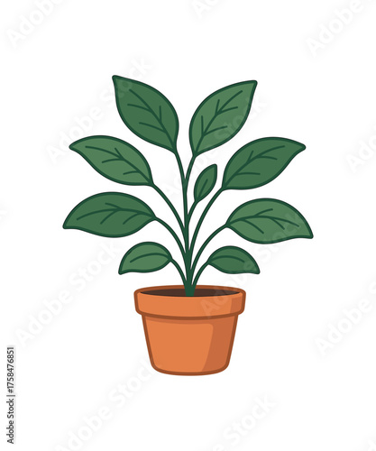 potted plant home decor flat vector illustration style isolated on white background