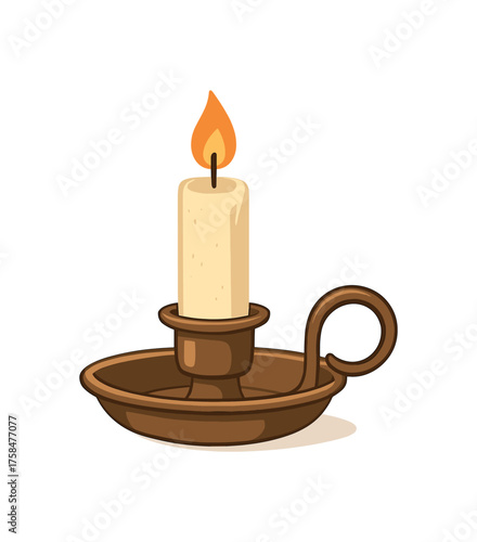 candle holder home decor flat vector illustration style isolated on white background