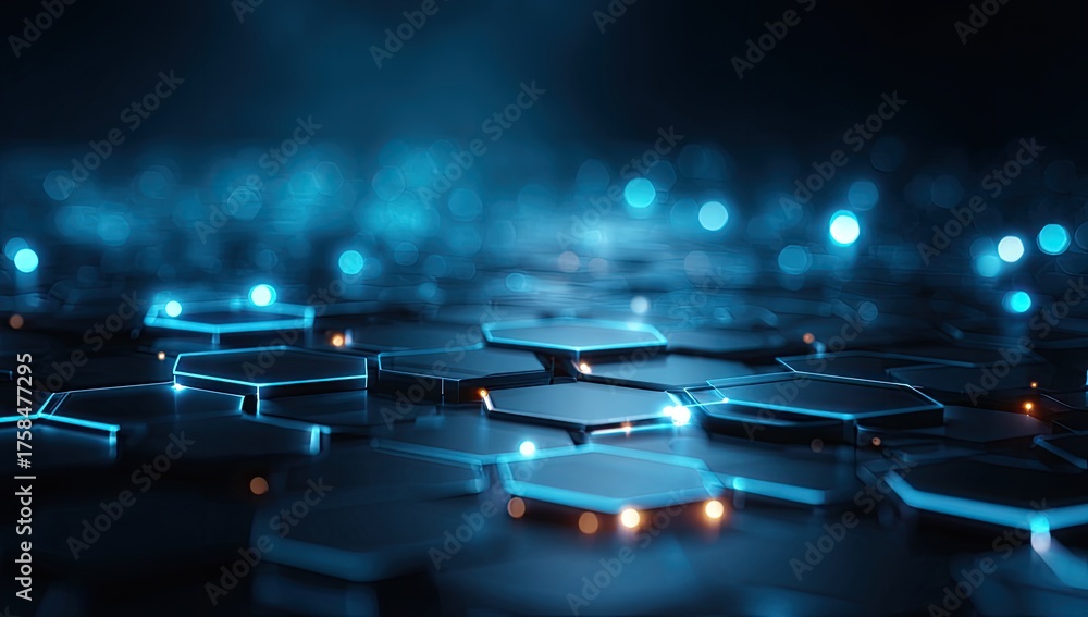 Obraz premium Abstract tech hexagonal grid