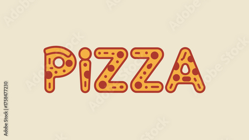 Creative pizza text design with pepperoni toppings