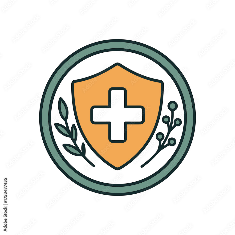 Obraz premium immune boosting label and badge flat vector illustration style isolated on white background