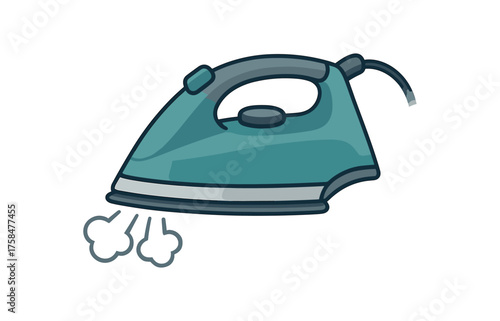 iron with steam symbol flat vector illustration style isolated on white background