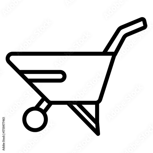 Wheelbarrow vector line icon design