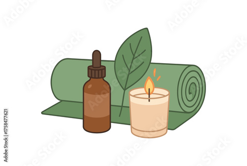 yoga mat self care flat vector illustration style isolated on white background