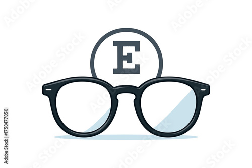 eye glasses with test symbol flat vector illustration style isolated on white background
