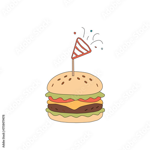 doodle burger pattern background. doodle fast food burger seamless pattern background. seamless pattern of hamburger in doodle style. Seamless Pattern of a Cheese Burger or Hamburger.Burger with stick