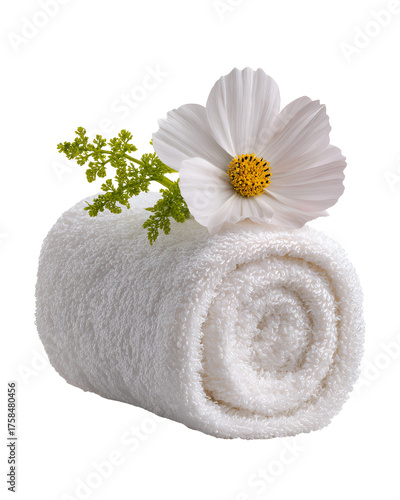 white towel and flower