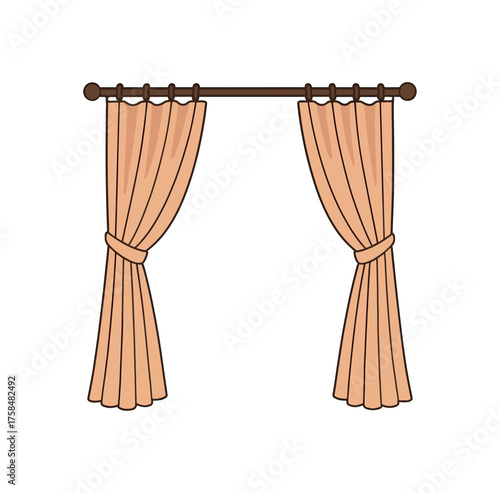 curtains home decor flat vector illustration style isolated on white background