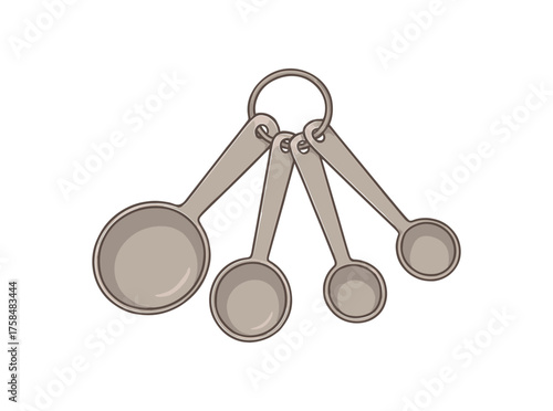 measuring spoons home cooking flat vector illustration style isolated on white background