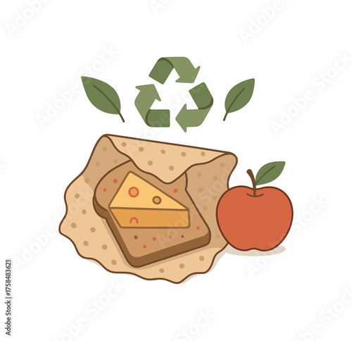 reusable food wrap sustainability flat vector illustration style isolated on white background