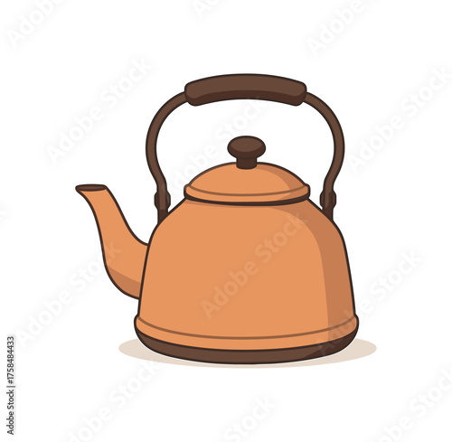 tea kettle home cooking flat vector illustration style isolated on white background