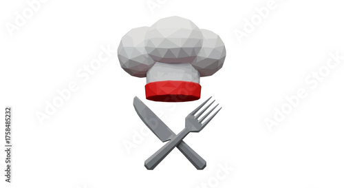 Culinary Iconography A Chef's Hat Crossed with a Fork and Knife symbolizing Food Preparation and Dining