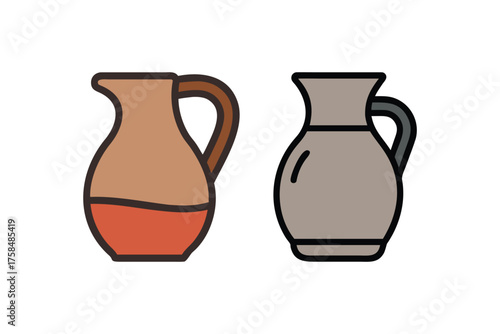 Two ceramic vases one brown and one gray illustrated in a simple style