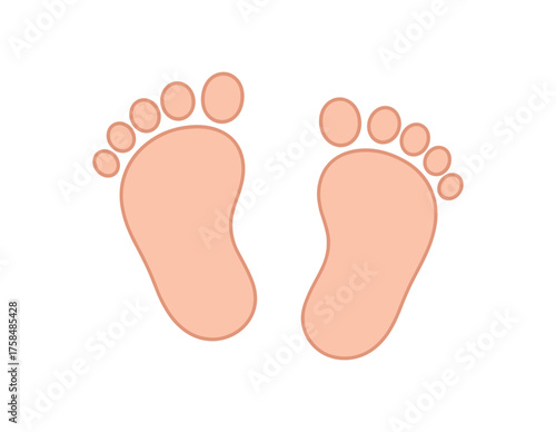 baby footprints baby flat vector illustration style isolated on white background