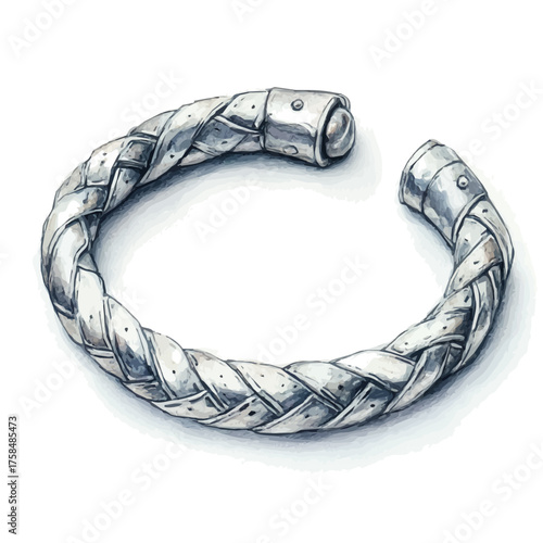 watercolor vector of Platinum Bracelet, isolated on a white background.