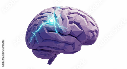 Brainstorm Brain with Lightning Bolt Symbolizing Ideas and Inspiration