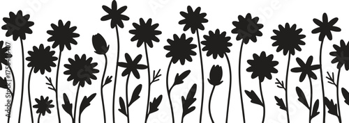 Silhouette flowers against white sky