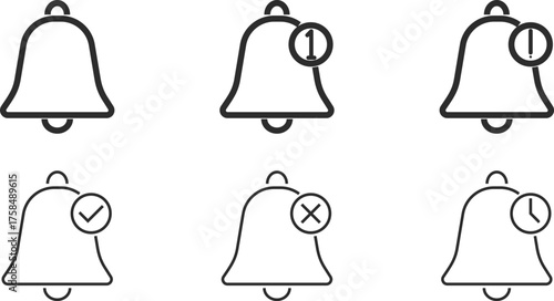 notification icon set. Reminder signal. checkmark sign