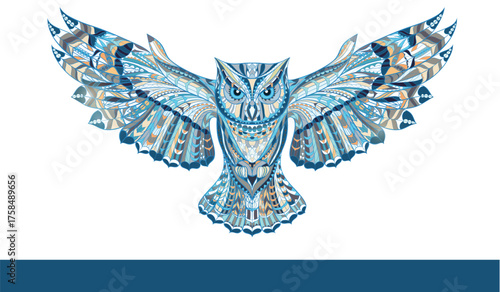 Artistic illustration of a wise owl perched rendered in vibrant vector graphics with diverse color options