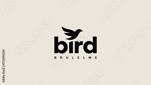 Minimalist black bird logo integrated with the word bird and a tagline