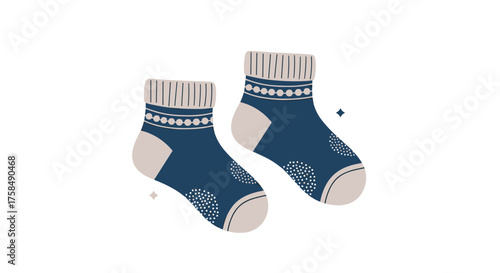 Cozy blue socks with patterned cuff and toe details.