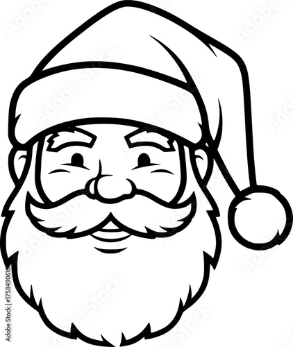 Christmas vector santa's had line art style.