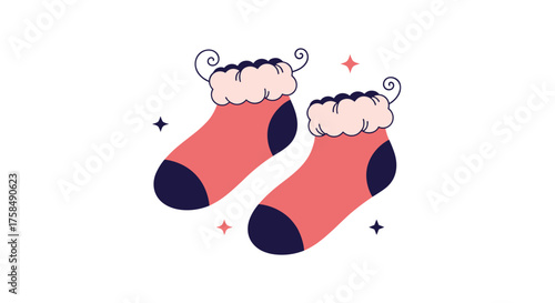 Cozy winter socks with fluffy trim for holiday cheer.