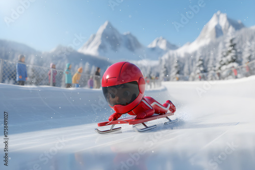 Wallpaper Mural A miniature figure of an athlete sledding down an ice track during a competition Torontodigital.ca