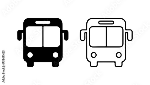 Bus icon set with transparent background
