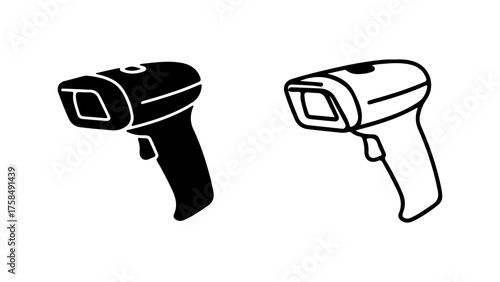 Barcode scanner outline and solid with transparent background