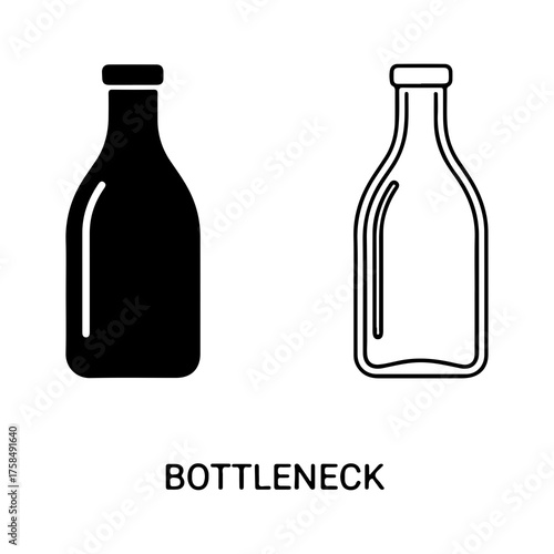 Bottleneck shape with outline and solid fill with transparent background
