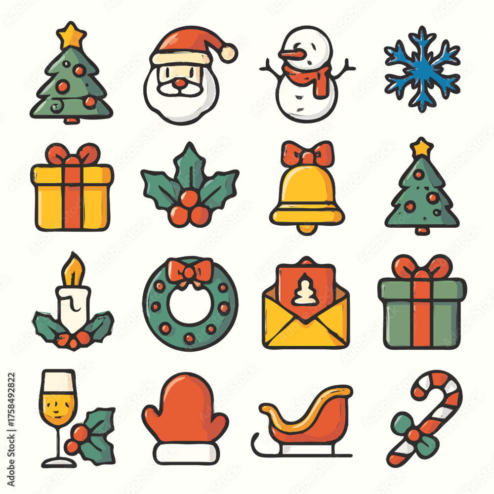 Fototapeta premium christmas icons set