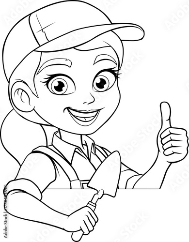 Female Bricklayer Cartoon T...