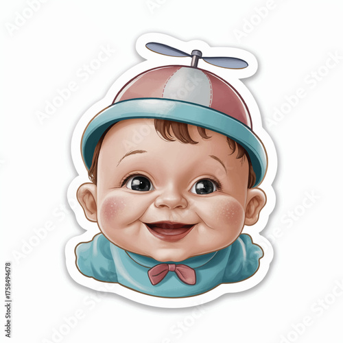 Cartoon Baby Face Illustration Set, Adorable Infant Character for Stickers