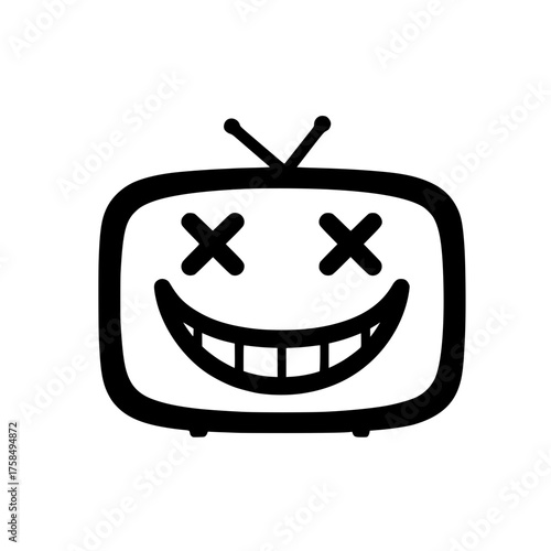 Classic television screen showing proud emoji icon for retro emotion and media expression