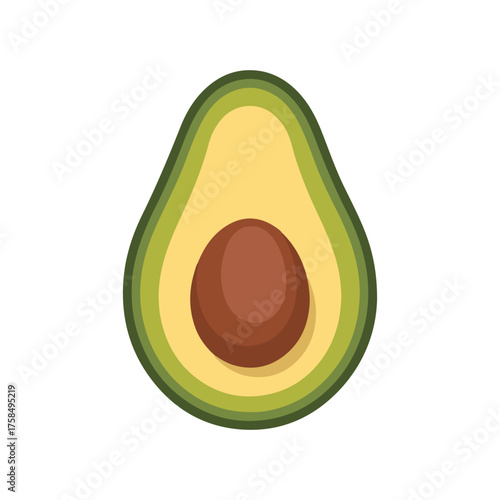 fresh avocado half with seed illustration