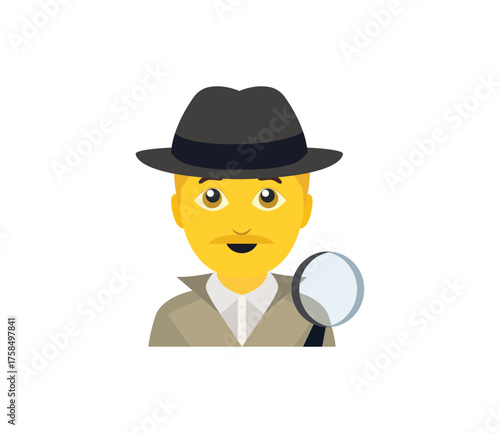sherlock holmes detective man person smiling smile private investigator clue emoji symbol sign icon vector illustration isolated flat male