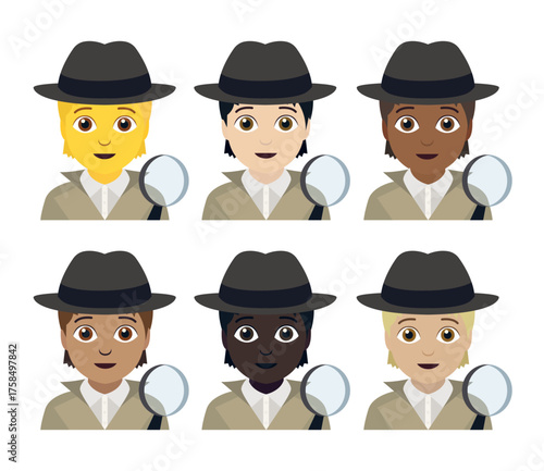 sherlock holmes detective non-binary person smiling smile private investigator clue emoji symbol sign icon vector illustration isolated flat