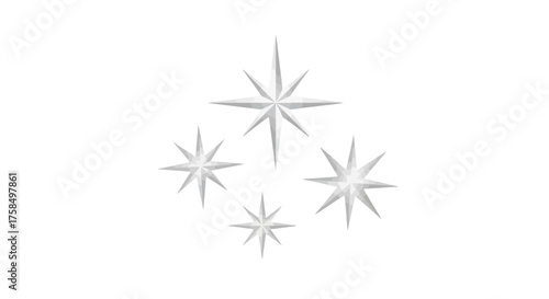 Four stylized stars of varying sizes arranged in a cluster, creating a celestial or decorative effect.