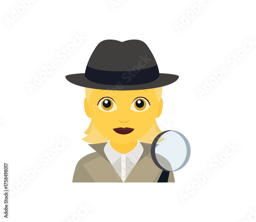 sherlock holmes detective woman women female person smiling smile private investigator clue emoji symbol sign icon vector illustration isolated flat