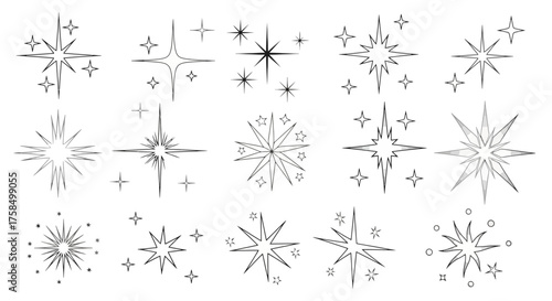 A collection of various starburst and sparkle graphic elements, perfect for adding a touch of magic and shine to designs.